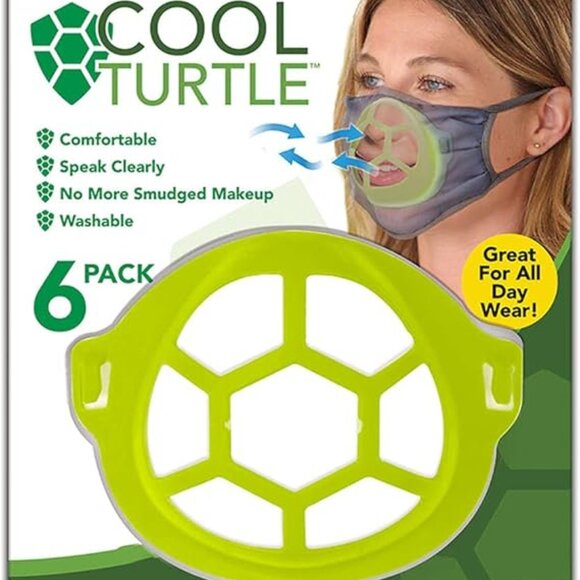 6 Pk Cool Turtle Face Mask Inserts, Breathe Easy & Stay Cool Under Mask - Picture 4 of 6